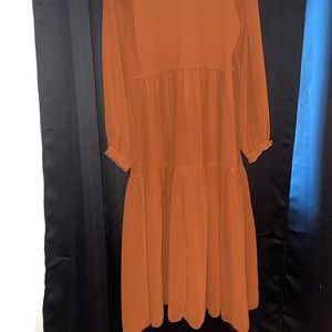 Wilfred Burnt Orange Flowy Chiffon Sleeve Dress